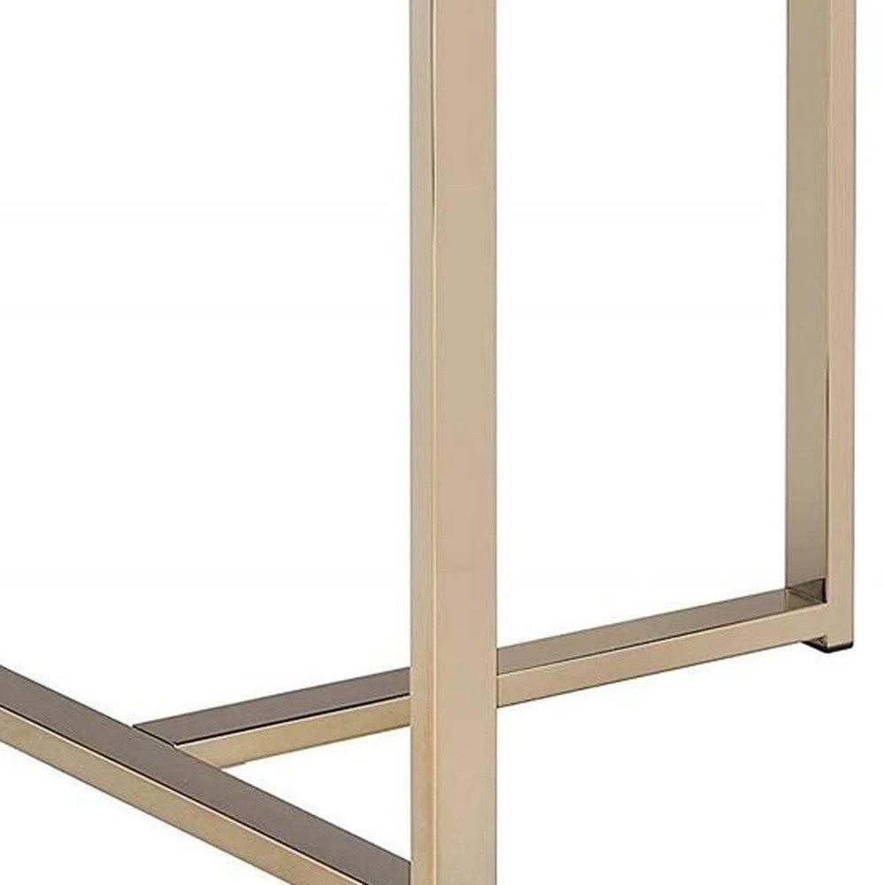 24" Brass And White Faux Marble And Iron Square End Table - Homeroots