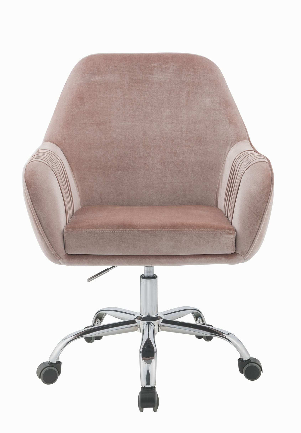 Dusty Rose Velvet Seat Swivel Adjustable Task Chair Fabric Back Steel Frame - Homeroots - Flyclothing LLC