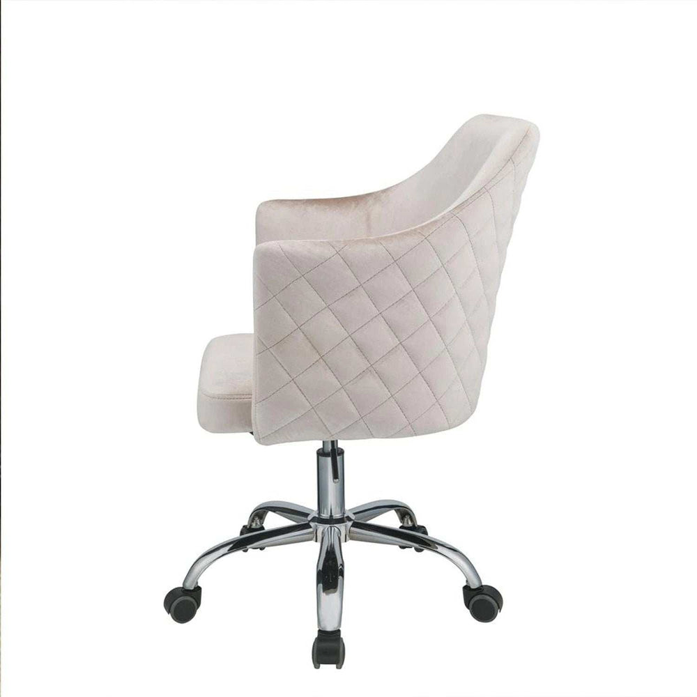 Champagne Fabric Seat Swivel Adjustable Task Chair Fabric Back Steel Frame - Homeroots - Flyclothing LLC
