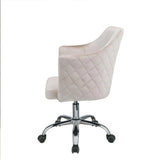 Champagne Fabric Seat Swivel Adjustable Task Chair Fabric Back Steel Frame - Homeroots - Flyclothing LLC
