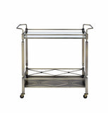 32" X 16" X 30" Antique Brass Metal Serving Cart - Homeroots - Flyclothing LLC