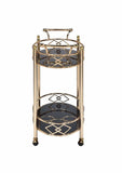 Gold and Black Metal And Glass Oval Rolling Bar Cart - Homeroots - Flyclothing LLC
