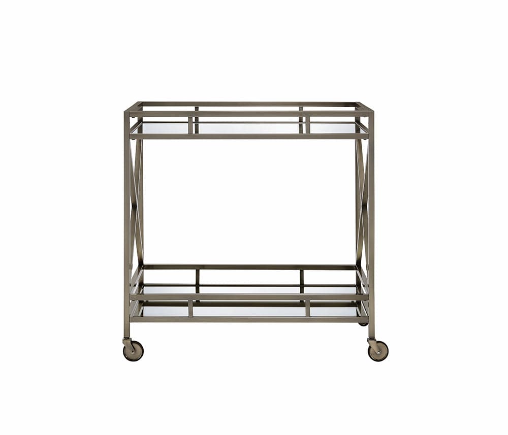 34" X 20" X 35" Antique Brass Metal Serving Cart - Homeroots - Flyclothing LLC