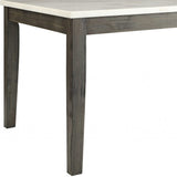 64" White And Gray Marble And Solid Wood Dining Table - Homeroots - Flyclothing LLC