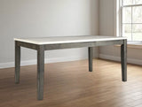 64" White And Gray Marble And Solid Wood Dining Table - Homeroots - Flyclothing LLC