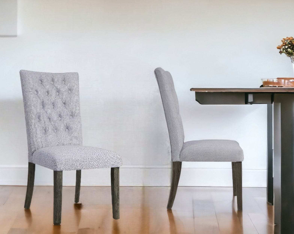 Set of Two Tufted Gray Upholstered Fabric Dining Side Chairs - Homeroots - Flyclothing LLC