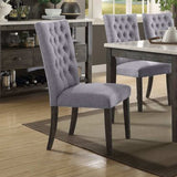 Set of Two Tufted Gray Upholstered Fabric Dining Side Chairs - Homeroots - Flyclothing LLC
