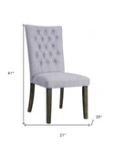 Set of Two Tufted Gray Upholstered Fabric Dining Side Chairs - Homeroots - Flyclothing LLC