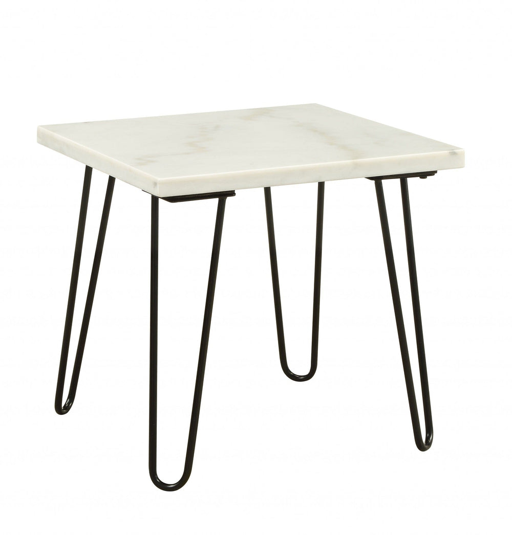 21" White Faux Marble End Table - Homeroots - Flyclothing LLC