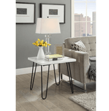 21" White Faux Marble End Table - Homeroots - Flyclothing LLC