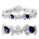 31924 - High-Polished 925 Sterling Silver Bracelet with AAA Grade CZ in Amethyst - Alamode - Flyclothing LLC