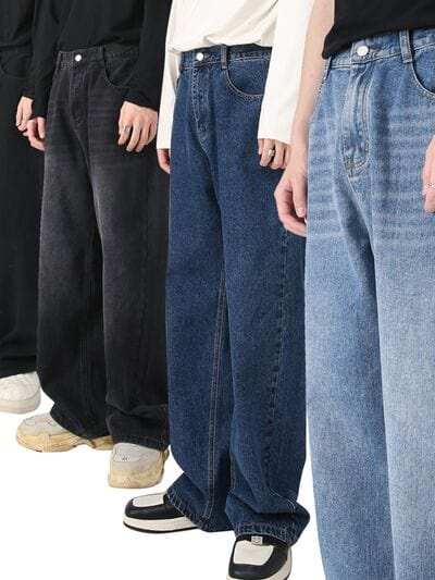 Baggy Jeans with Pockets - Trendsi - Flyclothing LLC