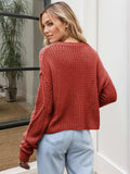 Cable-Knit Round Neck Dropped Shoulder Sweater - Trendsi - Flyclothing LLC