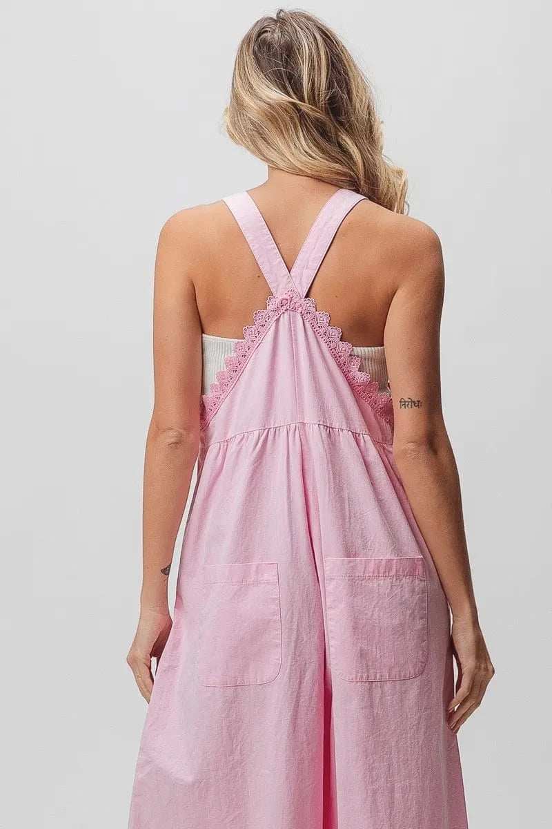 BiBi Lace Edge Detail Wide Leg Overall - Trendsi - Flyclothing LLC