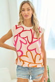 First Love Full Size Multicolor Heart Pattern Knitted Vest - Trendsi - Flyclothing LLC