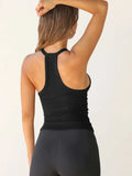 Ribbed V-Neck Halter Tank Top - Trendsi - Flyclothing LLC