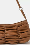 Fame Segmented Pleated Faux Leather Hand Bag - Trendsi - Flyclothing LLC
