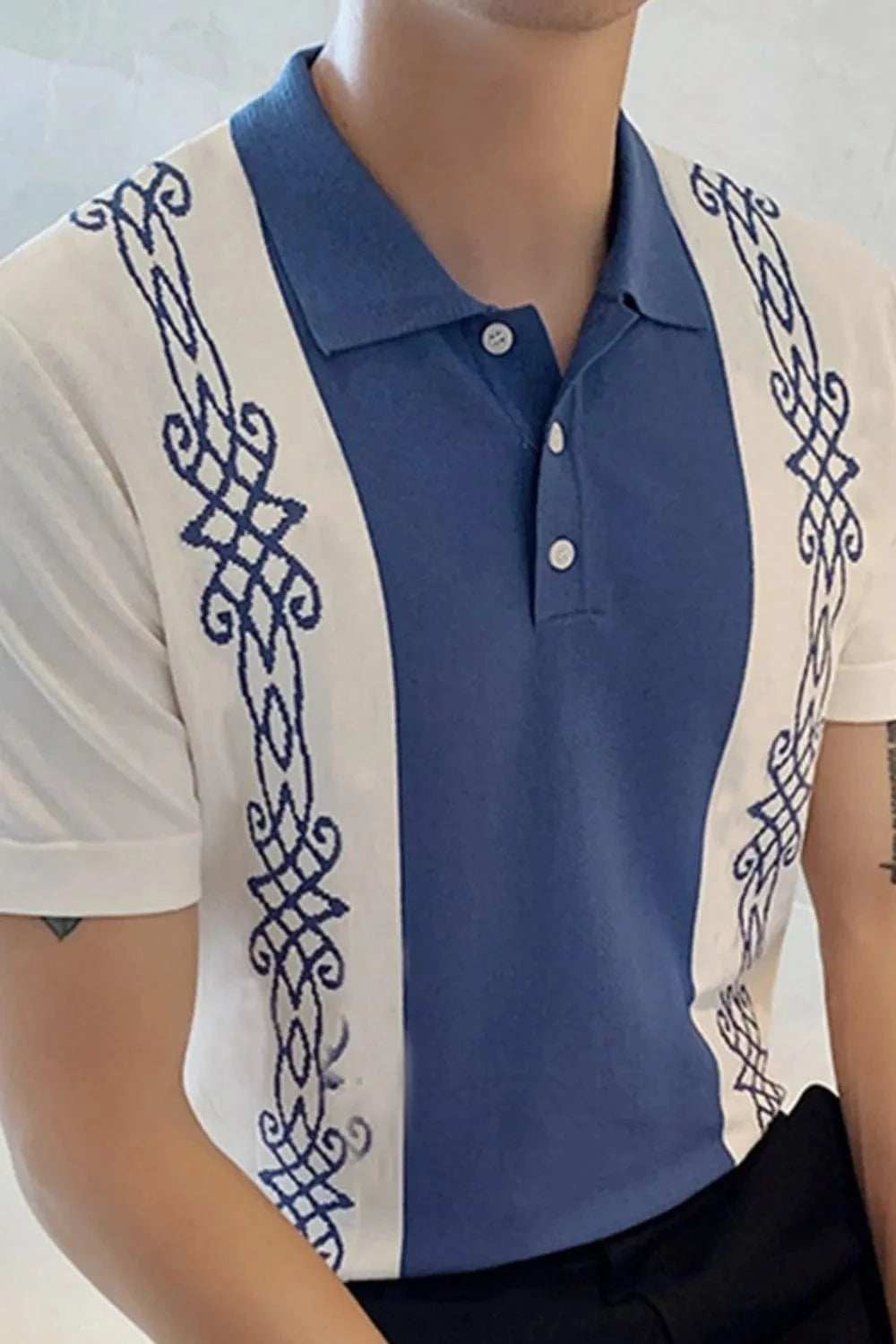 Men's Plus Size Button Detail Short Sleeve Polo - Trendsi - Flyclothing LLC