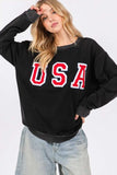 SAGE + FIG USA Letter Patch Round Neck Sweatshirt - Trendsi - Flyclothing LLC