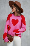 Angel Wings Contrast Heart Dropped Shoulder Long Sleeve Sweater - Trendsi - Flyclothing LLC