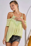 BiBi Front Crochet Lace Adjustable Strap Top - Trendsi - Flyclothing LLC