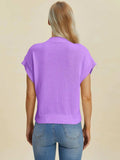 Double Take Full Size Mock Neck Short Sleeve Sweater - Trendsi - Flyclothing LLC