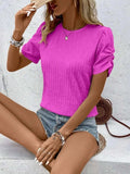 Ruched Round Neck Short Sleeve Top - Trendsi - Flyclothing LLC