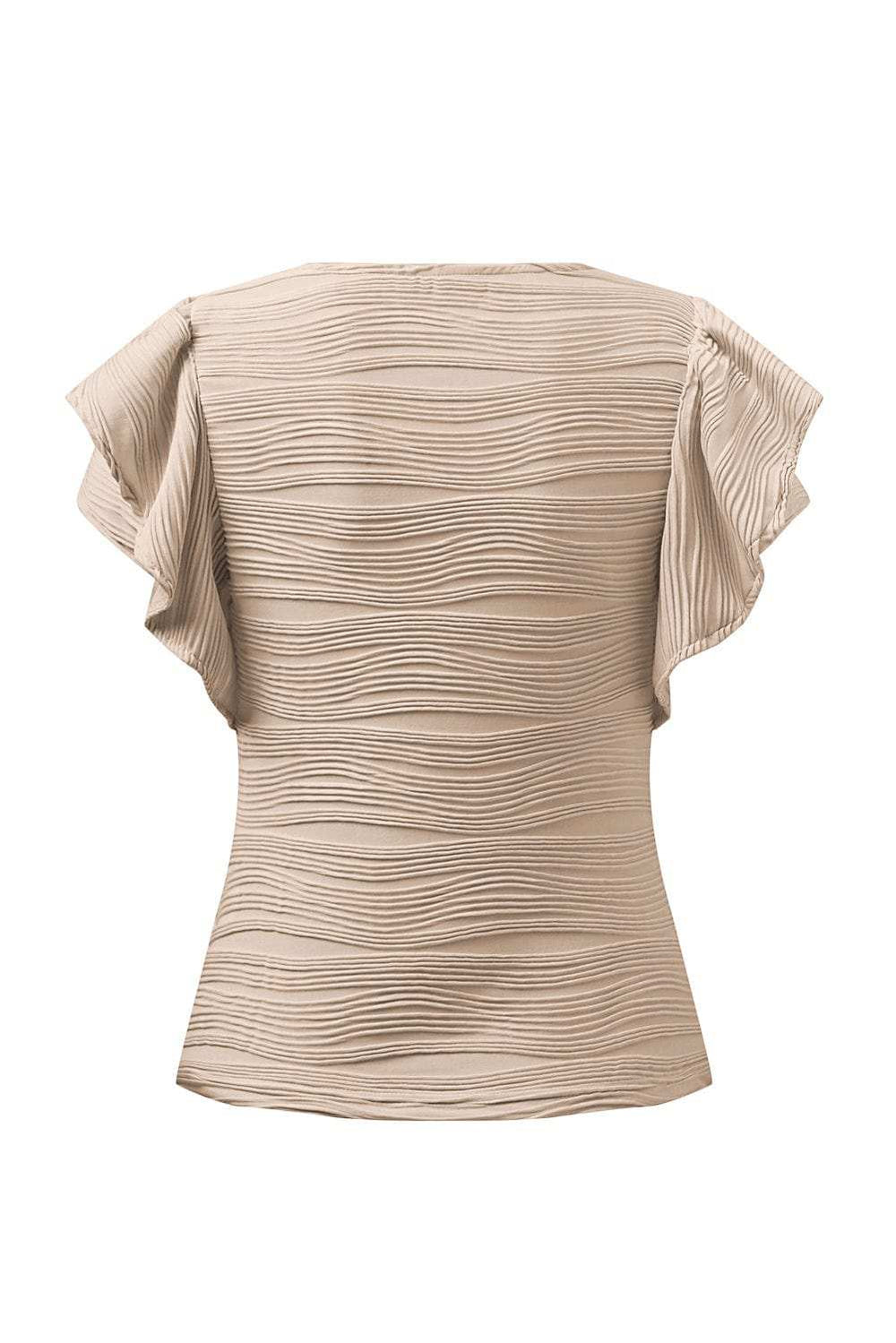 Textured Round Neck Cap Sleeve Top - Trendsi - Flyclothing LLC