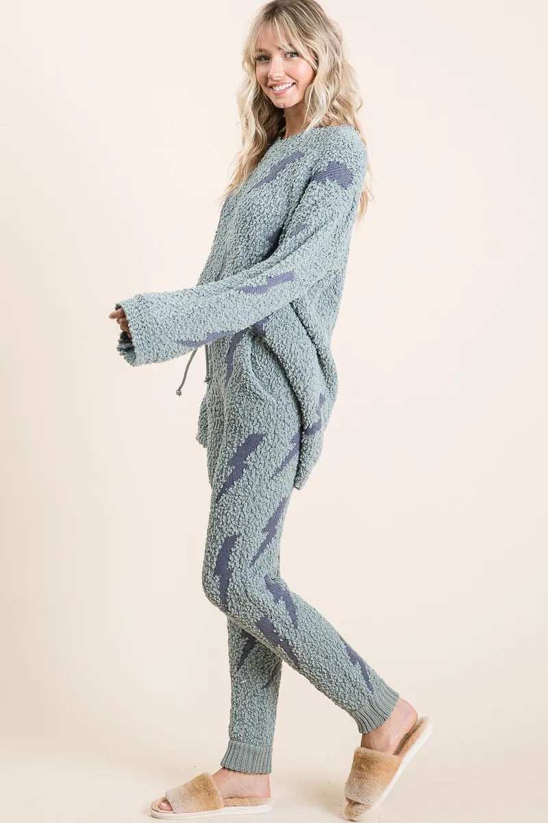 BiBi Cozy Soft Hairy Popcorn Sweater Pants - Trendsi - Flyclothing LLC