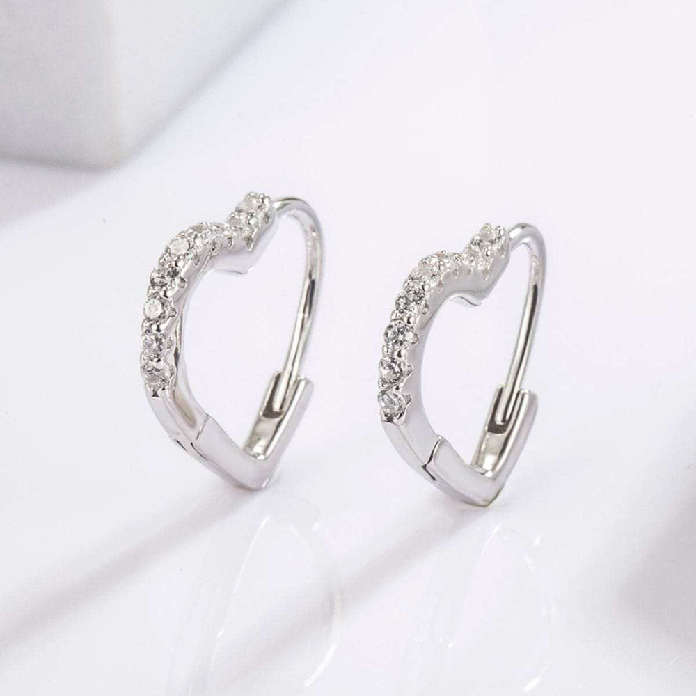 925 Serling Silver Zircon Heart Shape Earrings - Trendsi - Flyclothing LLC