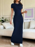 Short Sleeve Maxi Tee Dress - Trendsi - Flyclothing LLC