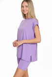 Zenana Brushed Dty Microfiber Top & Biker Shorts - Trendsi - Flyclothing LLC
