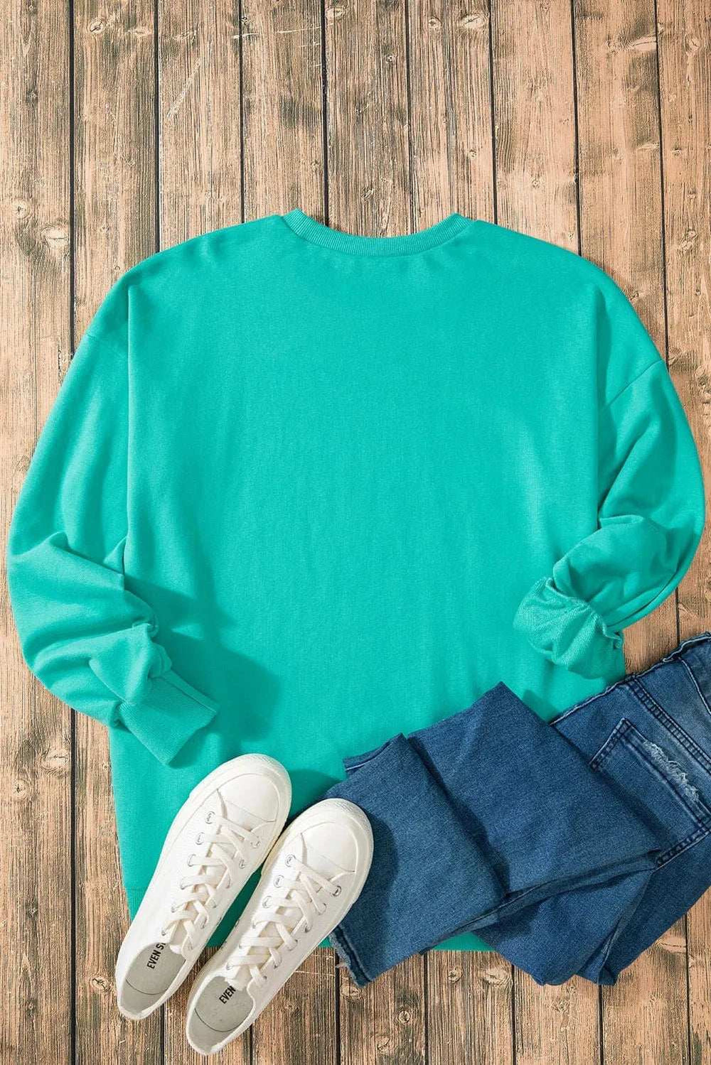 High-Low Round Neck Long Sleeve Sweatshirt - Trendsi - Flyclothing LLC