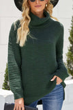 Side Slit Turtleneck Long Sleeve Sweater - Trendsi - Flyclothing LLC