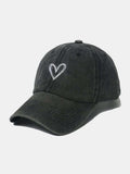 Embroidered Heart Washed Cotton Baseball Cap - Trendsi - Flyclothing LLC