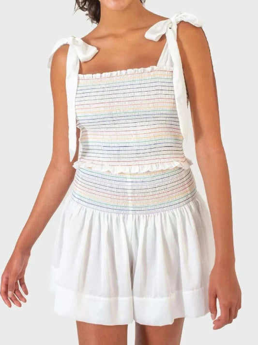 Smocked Tie Shoulder Cami and Shorts Set - Trendsi - Flyclothing LLC