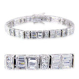 32024 - Rhodium Brass Bracelet with AAA Grade CZ in Clear - Alamode - Flyclothing LLC