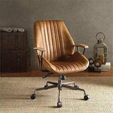 Coffee and Black Adjustable Swivel Faux Leather Rolling Office Chair - Homeroots - Flyclothing LLC