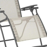 28" Beige and Gray Metal Zero Gravity Chair - Homeroots