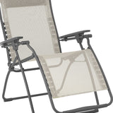 28" Beige and Gray Metal Zero Gravity Chair - Homeroots