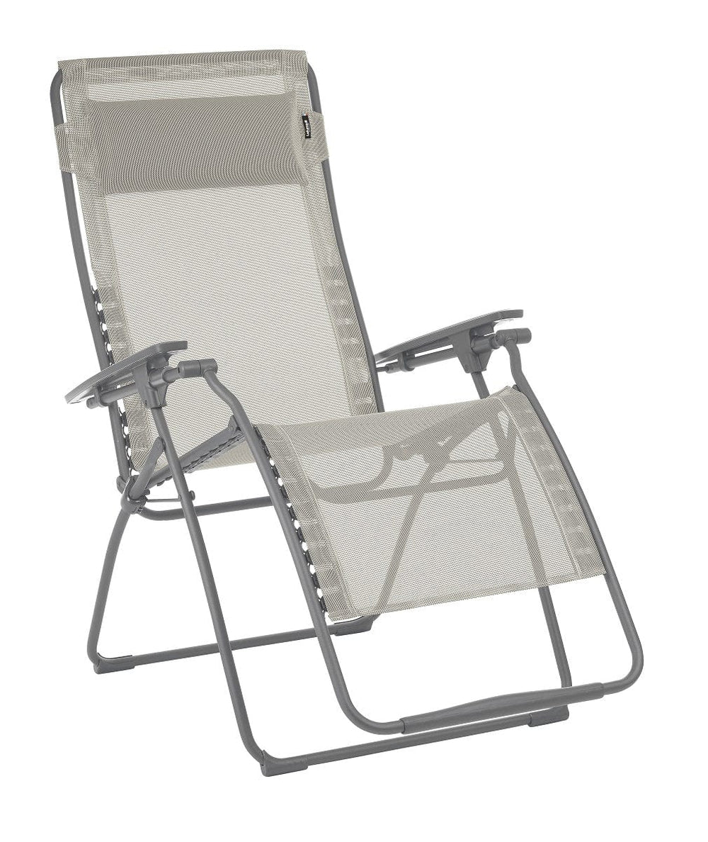 30" Light Gray and Chrome Steel Outdoor Zero Gravity Chair with Light Gray Cushion - Homeroots - Flyclothing LLC
