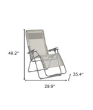 30" Light Gray and Chrome Steel Outdoor Zero Gravity Chair with Light Gray Cushion - Homeroots - Flyclothing LLC