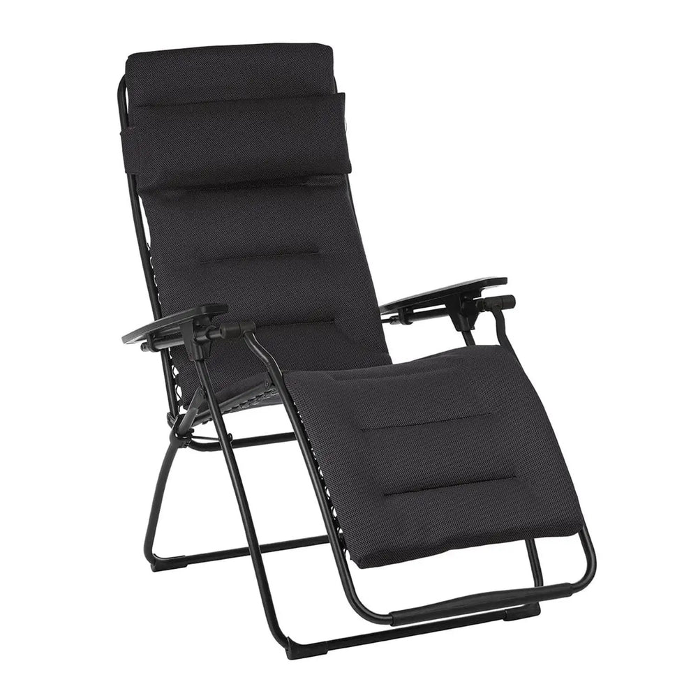 26" Black Steel Outdoor Zero Gravity Chair with Black Cushion - Homeroots - Flyclothing LLC