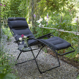 26" Black Steel Outdoor Zero Gravity Chair with Black Cushion - Homeroots - Flyclothing LLC