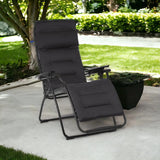 26" Black Steel Outdoor Zero Gravity Chair with Black Cushion - Homeroots - Flyclothing LLC