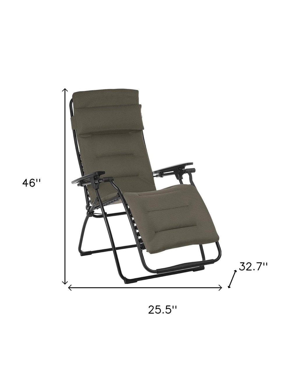 26" Gray Steel Outdoor Zero Gravity Chair with Gray Cushion - Homeroots - Flyclothing LLC