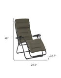 26" Gray Steel Outdoor Zero Gravity Chair with Gray Cushion - Homeroots - Flyclothing LLC