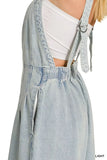 Zenana Denim Light Washed Wide Leg Overalls - Trendsi - Flyclothing LLC