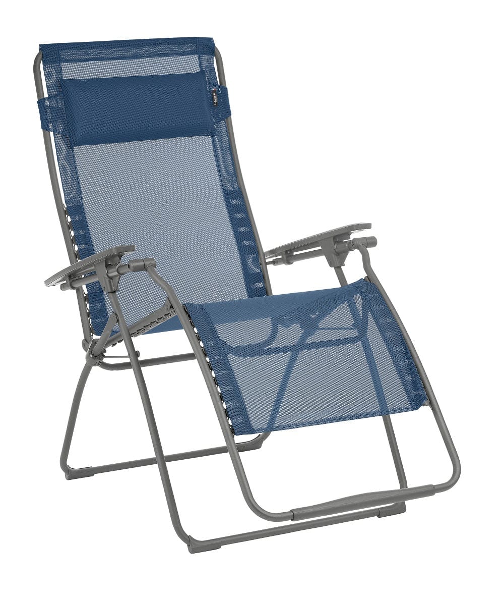 30" Blue and Gray Steel Outdoor Zero Gravity Chair with Blue Cushion - Homeroots - Flyclothing LLC