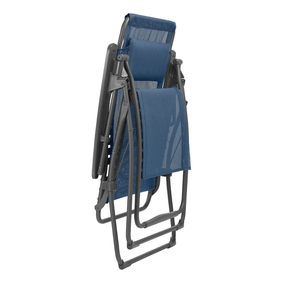 30" Blue and Gray Steel Outdoor Zero Gravity Chair with Blue Cushion - Homeroots - Flyclothing LLC